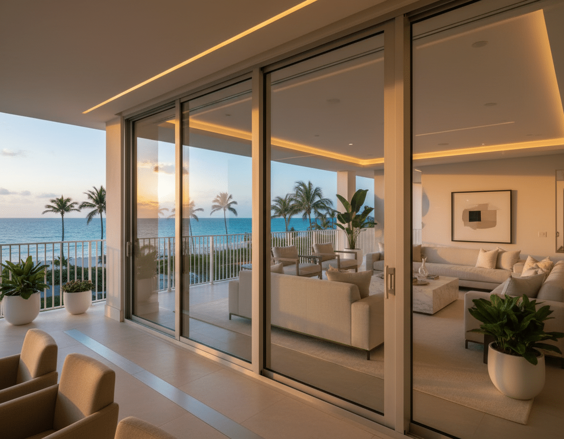 Before and after sliding glass door repair showing smooth door movement