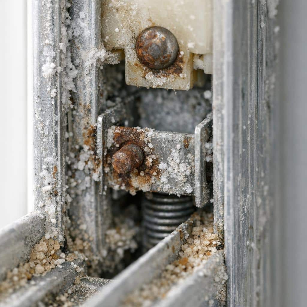 Salt-air corrosion on window balance system in Hutchinson Island Florida