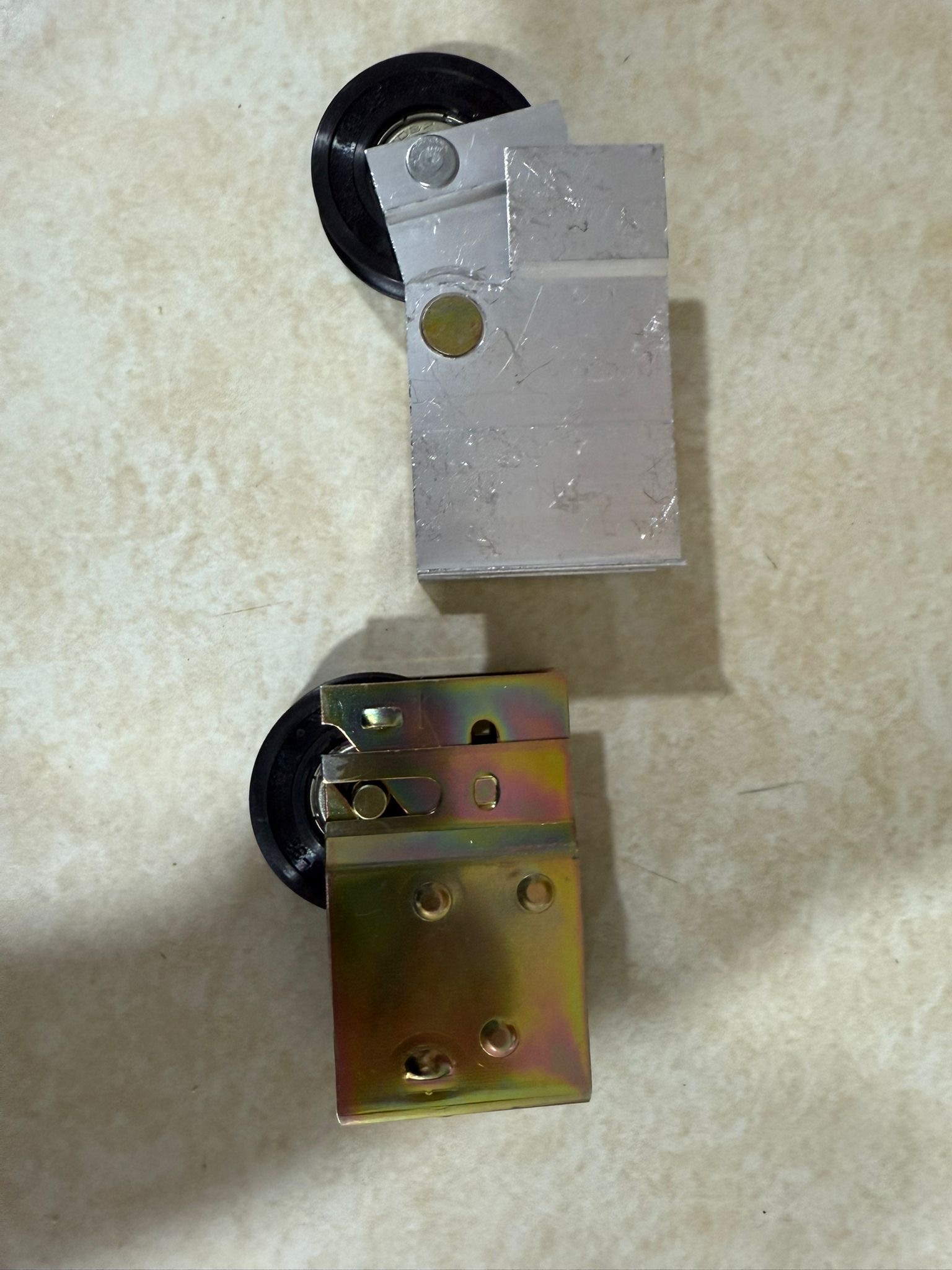 Sliding door roller before-and-after replacement comparison